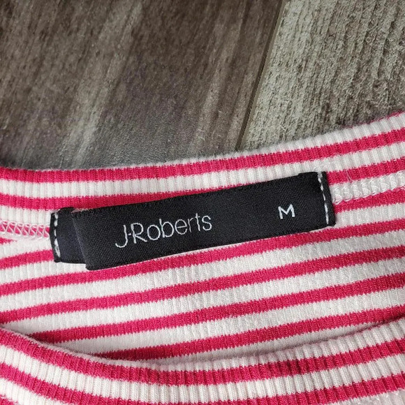 J Roberts Magenta Pink and White Striped Bodycon Mini Dress Size Medium NWOT - Picture 2 of 13